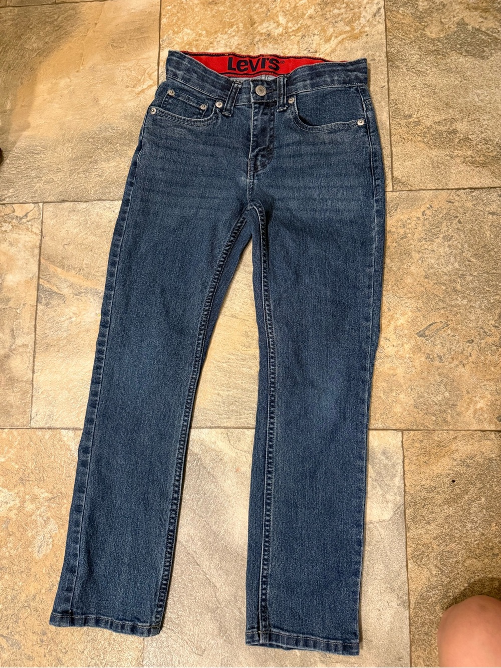 Levi's Women's Dark Blue Straight Leg Jeans with Red Waistband